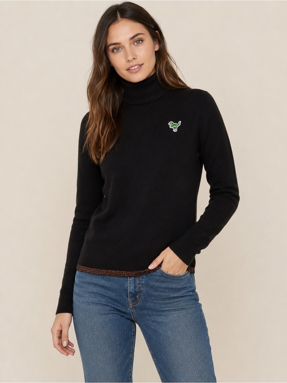 Coach 1941 Rexy Dinosaur Patch Wool Cashmere Turtleneck Sweater S